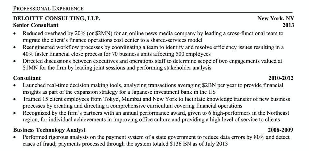 how to write a resume for mckinsey