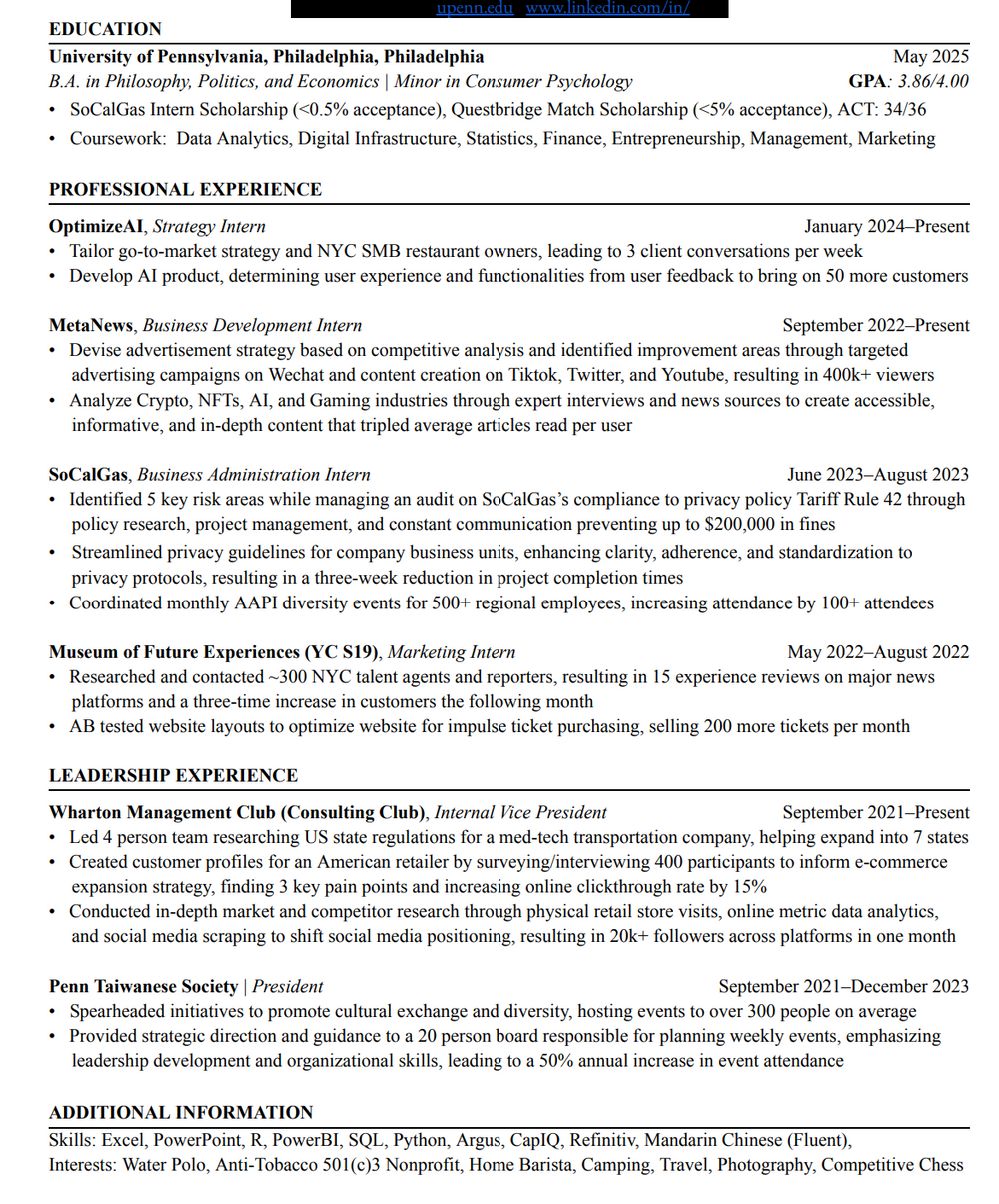 Would appreciate any quick feedback or advice on my resume!