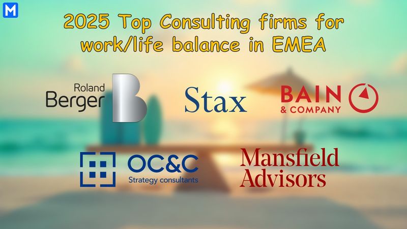 Logos of the top 5 consulting firms for work/life balance in EMEA