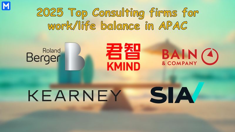 Logos of the top 5 consulting firms for work/life balance in APAC