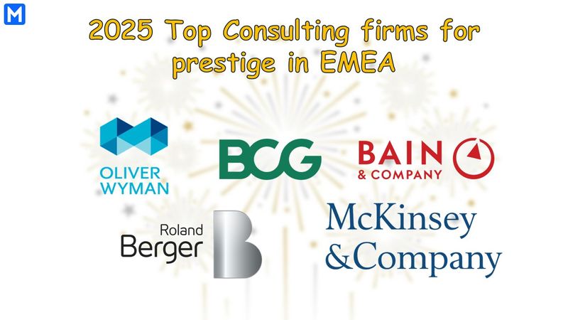 Logos of the top 5 consulting firms for prestige in EMEA