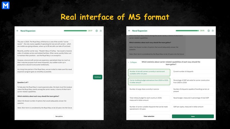 Infographic displaying the real interface of the multi-select format