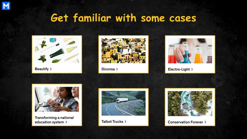 Screenshots of McKinsey case examples
