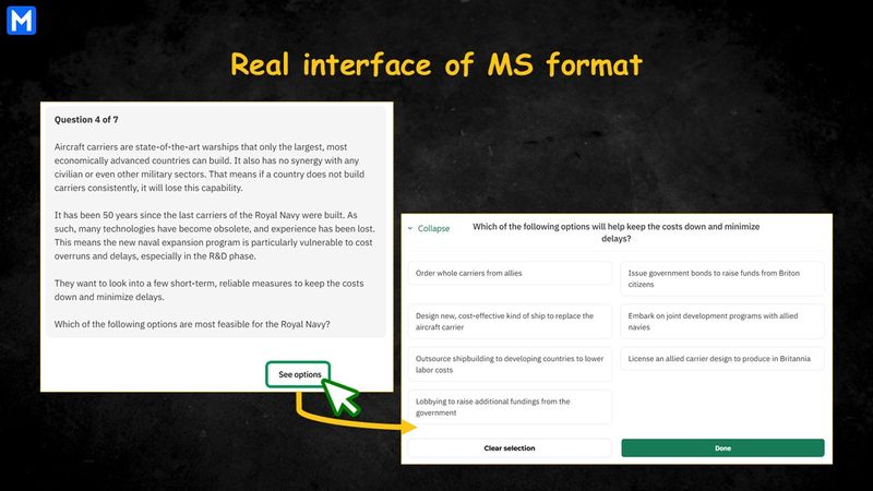 Infographic displaying the real interface of the multi-select format