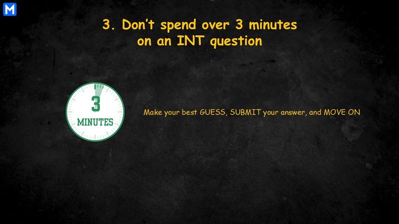 Infographic displaying a 3-minute stopwatch and what to do if spending over 3 minutes on an intuition question