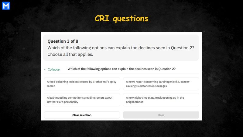 Infographic displaying a critical-thinking question in the Trial Case