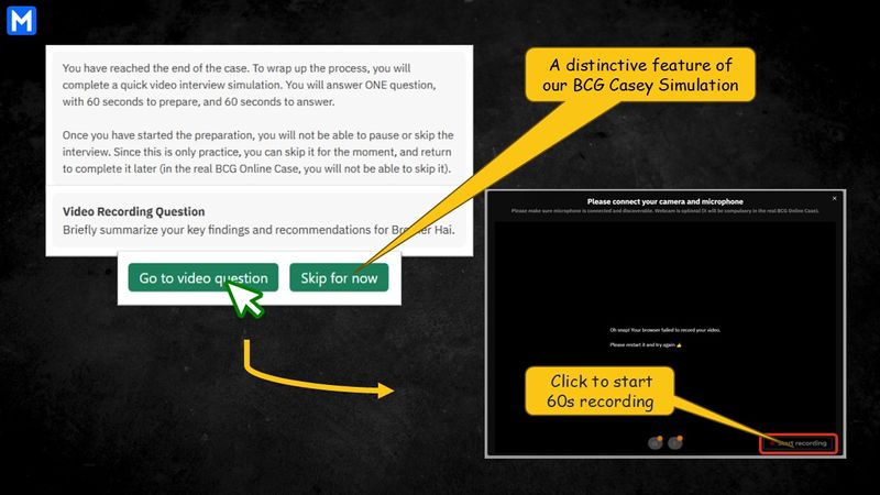 Infographic displaying the real interface of the video-recording format